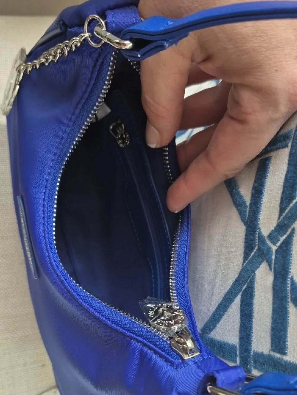 Valentino Orlandi Cobalt Blue Shoulder Bag with Logo Charm